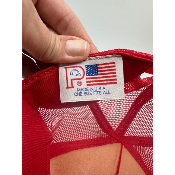 Vtg EnClean Trucker Hat Patch Environmental Cleaning Red Mesh Foam Snapback - Picture 8 of 9